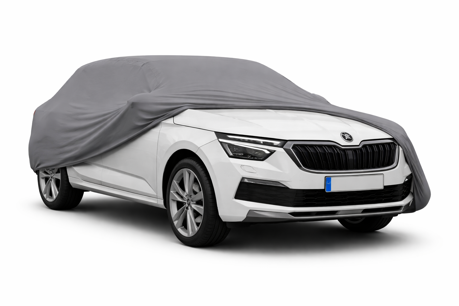 Ganzgarage Indoor Stretch Cover Carcover für Škoda Kamiq Grau