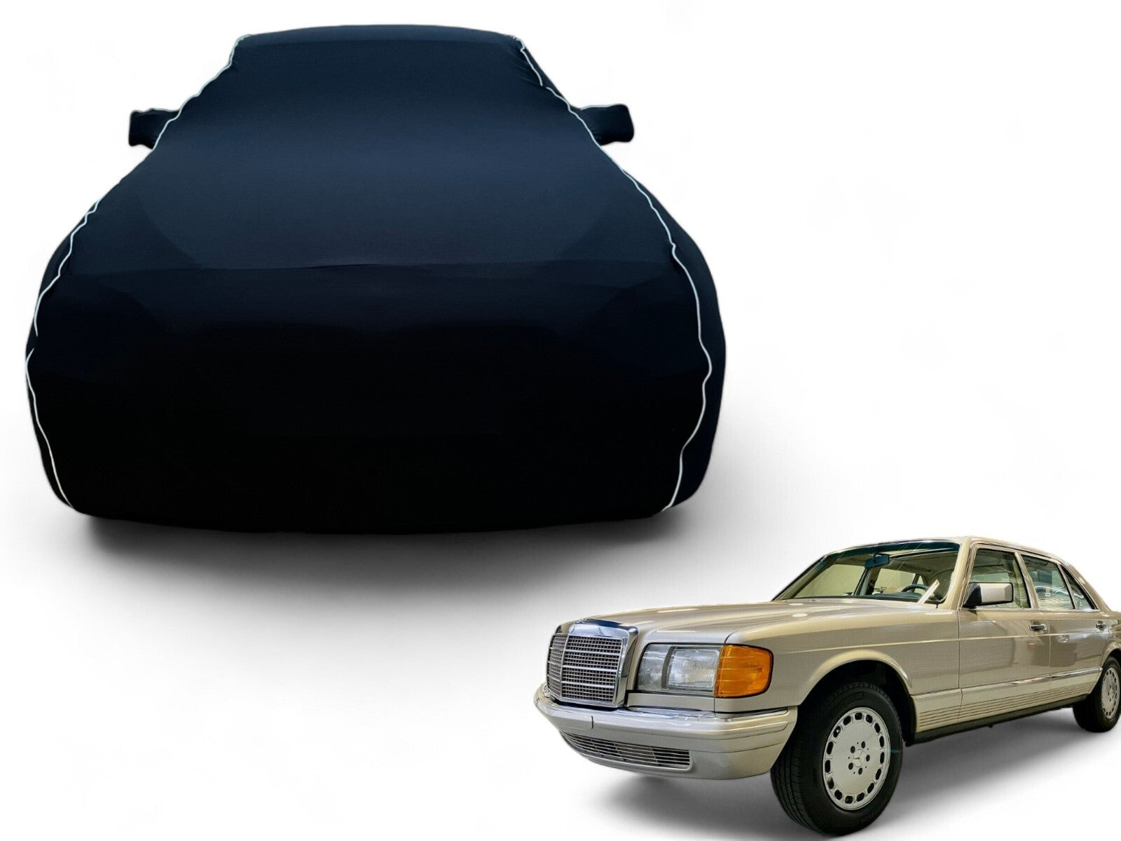 Ganzgarage Indoor Stretch Cover Carcover für Mercedes W126 Schwarz