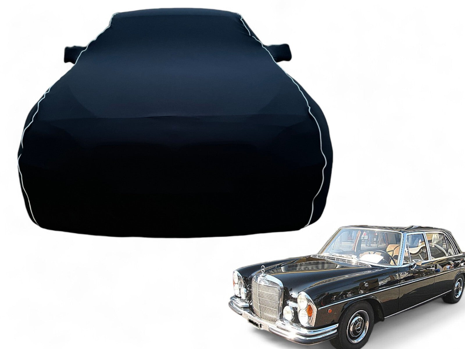 Ganzgarage Indoor Stretch Cover Carcover für Mercedes W108 W109 Schwarz