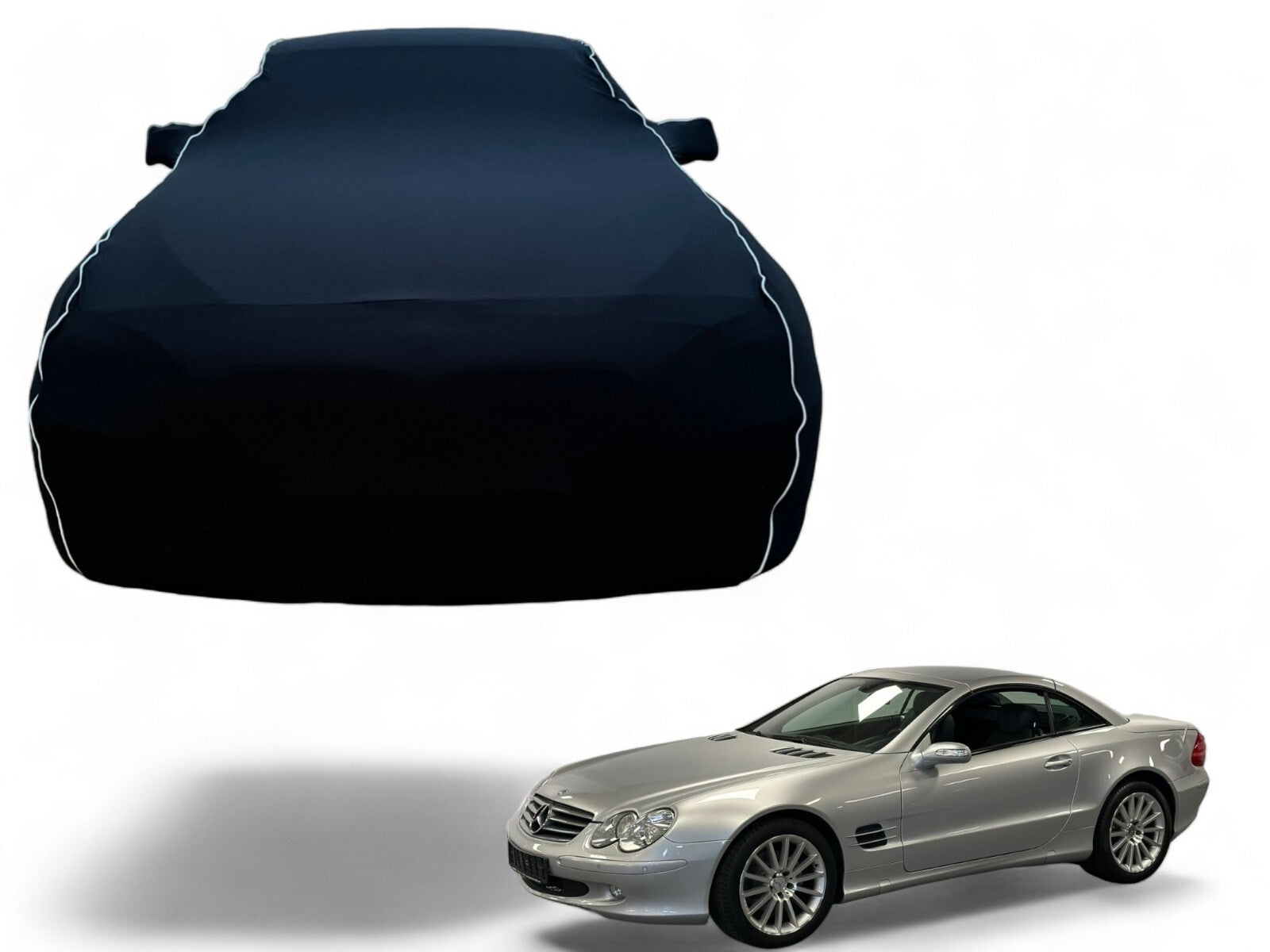 Ganzgarage Indoor Stretch Cover Carcover für Mercedes SL R230 Schwarz