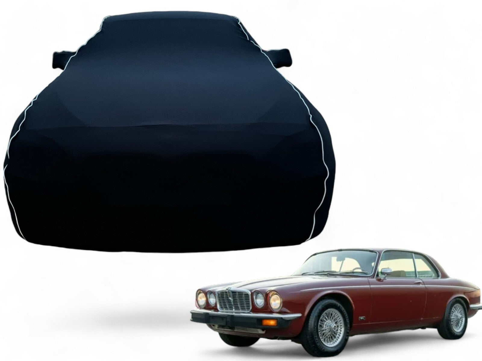 Ganzgarage Indoor Stretch Cover Carcover für Jaguar XJ6 Series 2 Coupe Schwarz