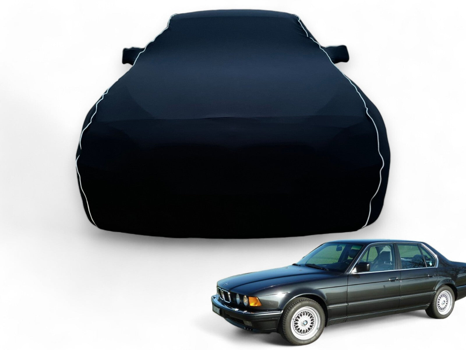 Ganzgarage Indoor Stretch Cover Carcover für BMW E32 Schwarz