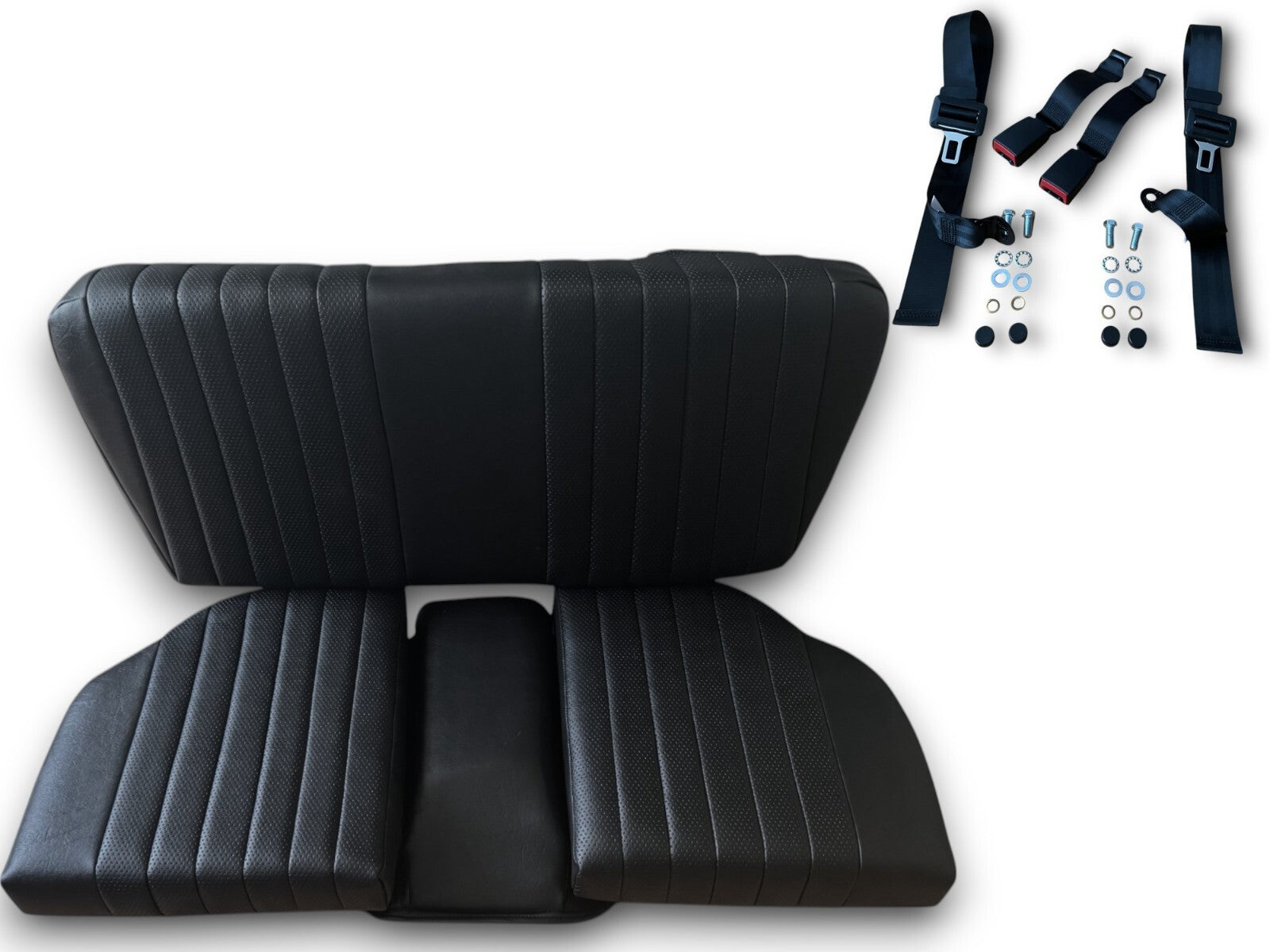 Rückbank Notsitz Kindersitz + Sicherheitsgurte für Mercedes-Benz SL R107 Schwarz