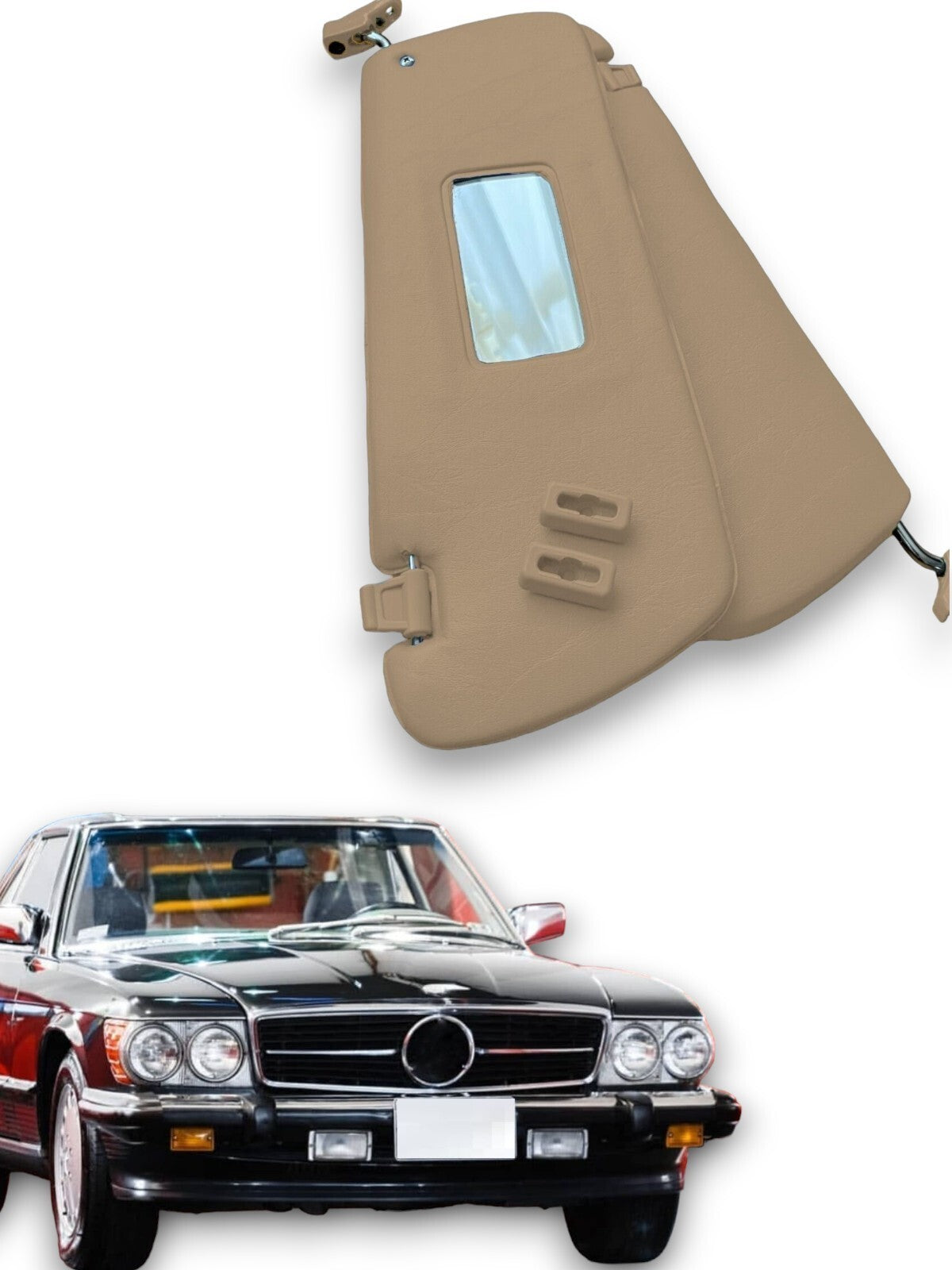Sonnenblenden Sunvisor Paar mit Stangen + Clips für Mercedes SL R107 Beige