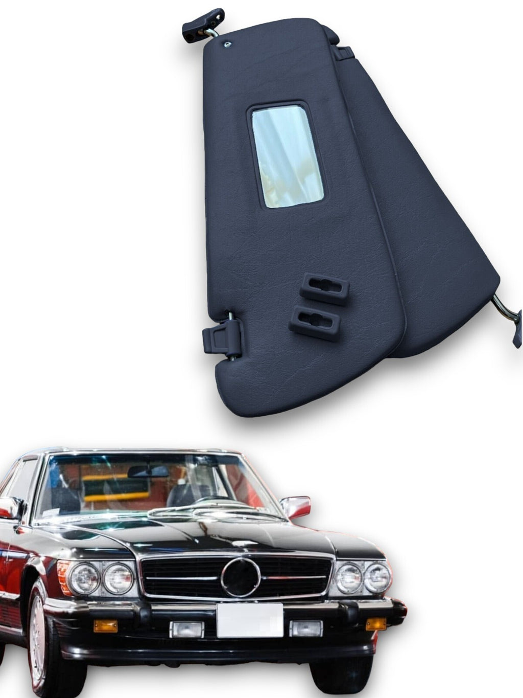 Sonnenblenden Sunvisor Paar mit Stangen + Clips für Mercedes SL R107 Blau.