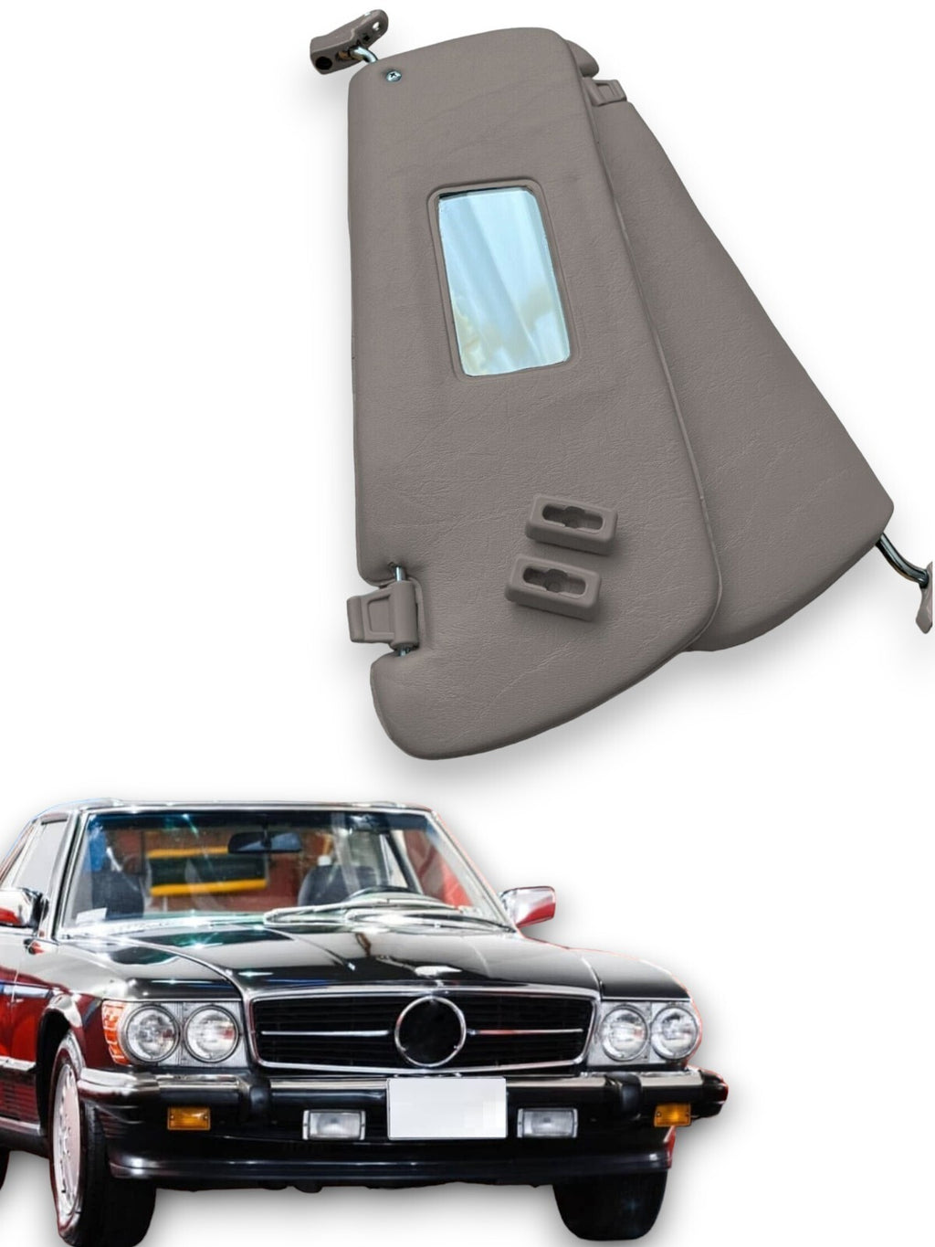 Sonnenblenden Sunvisor Paar mit Stangen + Clips für Mercedes SL R107 Grau