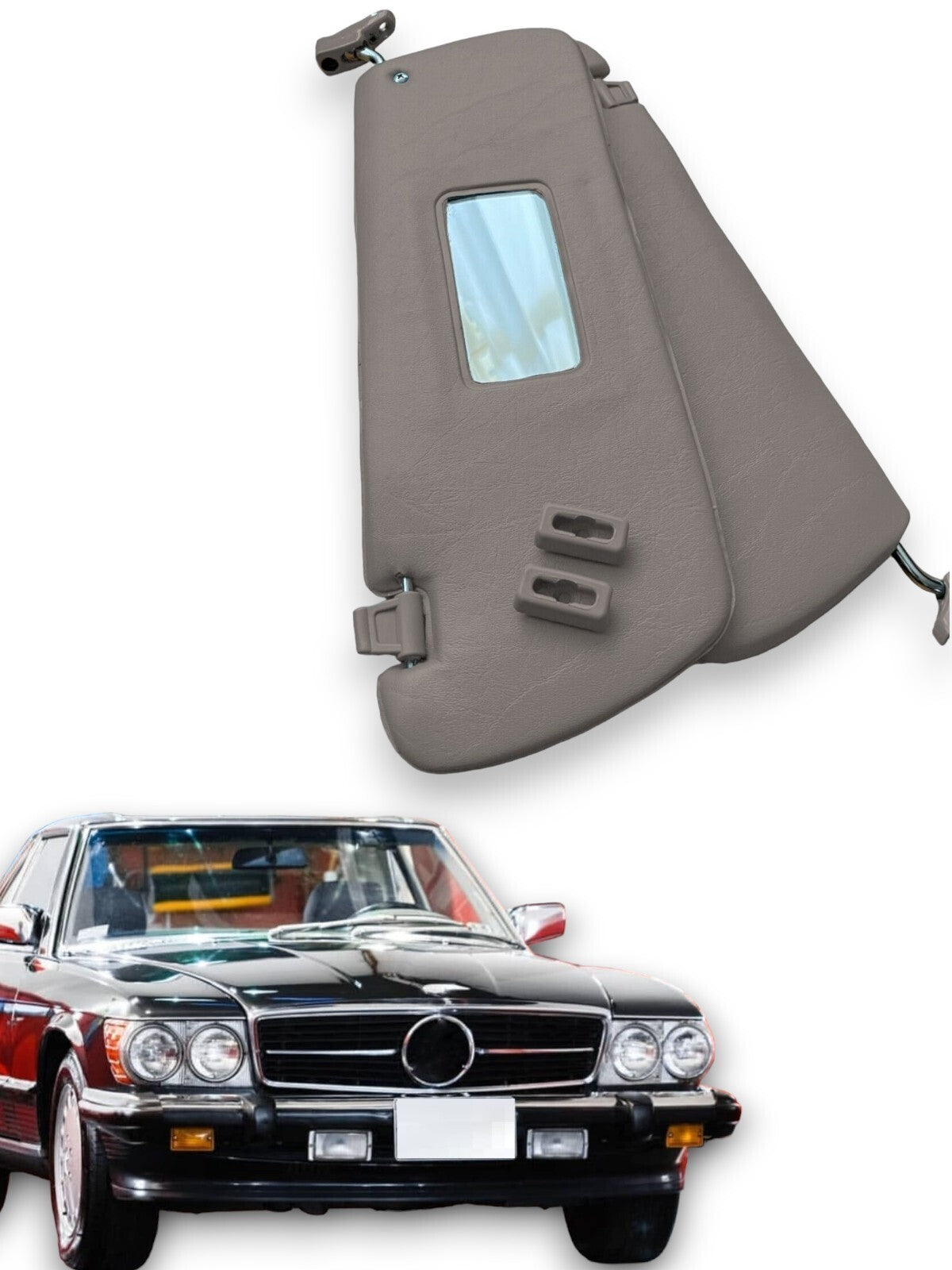 Sonnenblenden Sunvisor Paar mit Stangen + Clips für Mercedes SL R107 Grau