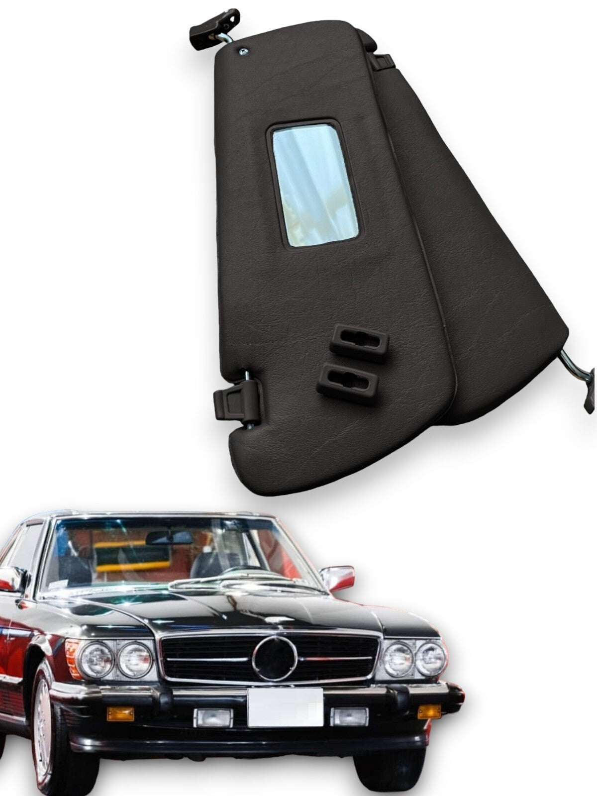 Sonnenblenden Sunvisor Paar mit Stangen + Clips für Mercedes SL R107 Schwarz.
