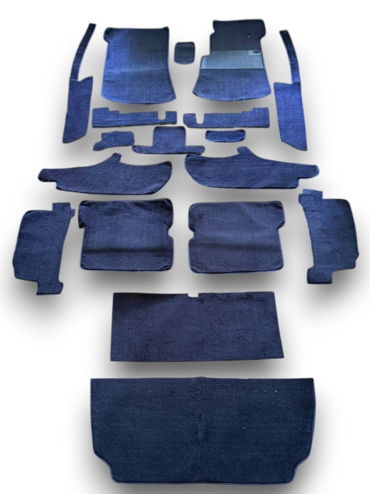 Teppichsatz Teppich für Mercedes SL107 R107/W107 Gummi Absatzschoner Blau RHD.