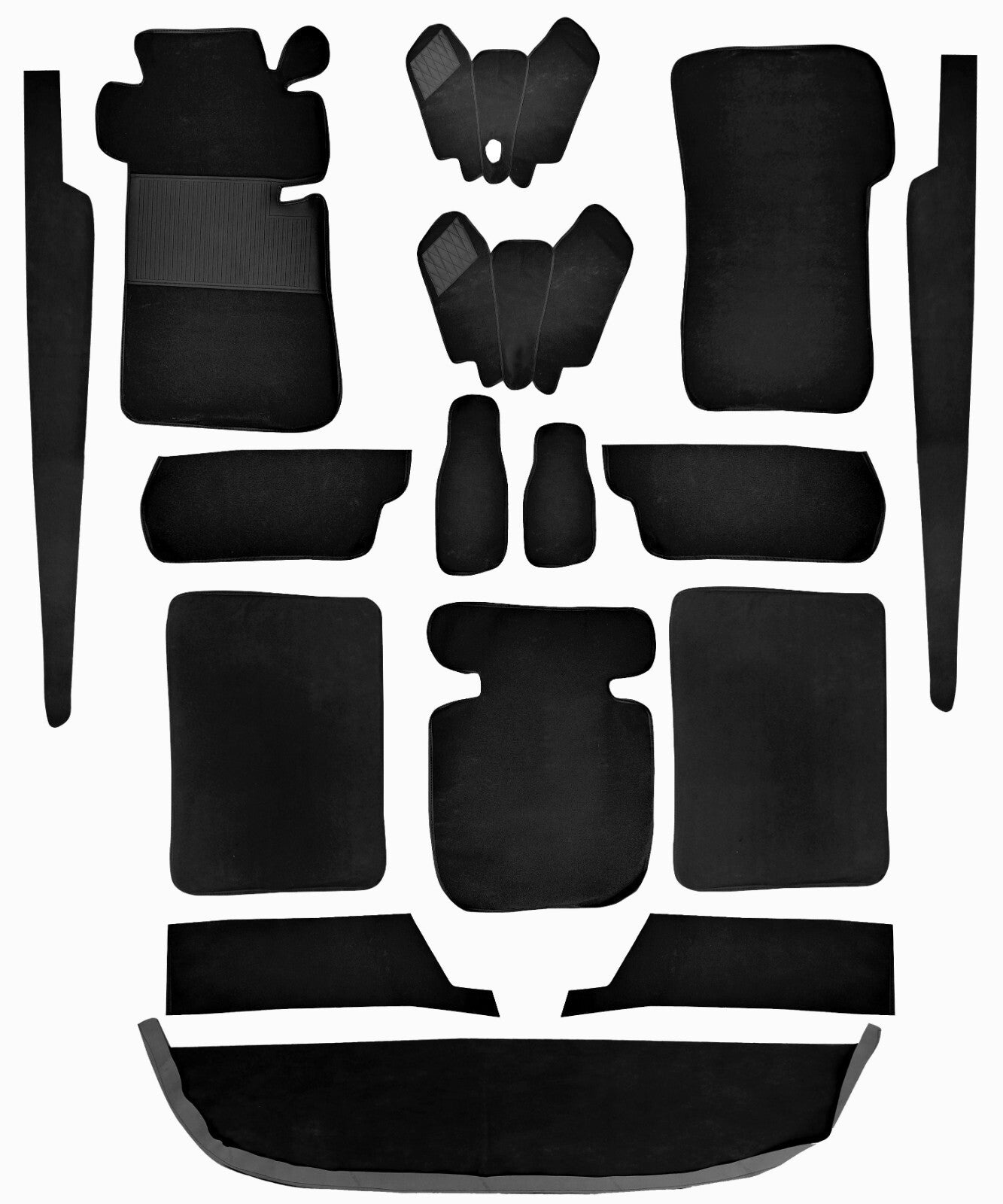 Teppichsatz Teppich für Mercedes W110 kleine Heckflosse Gummi Absatz schwarz