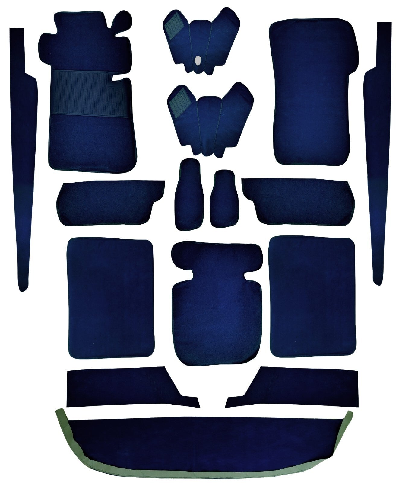 Teppichsatz Teppich für Mercedes W110 kleine Heckflosse Gummi Absatzschoner Blau