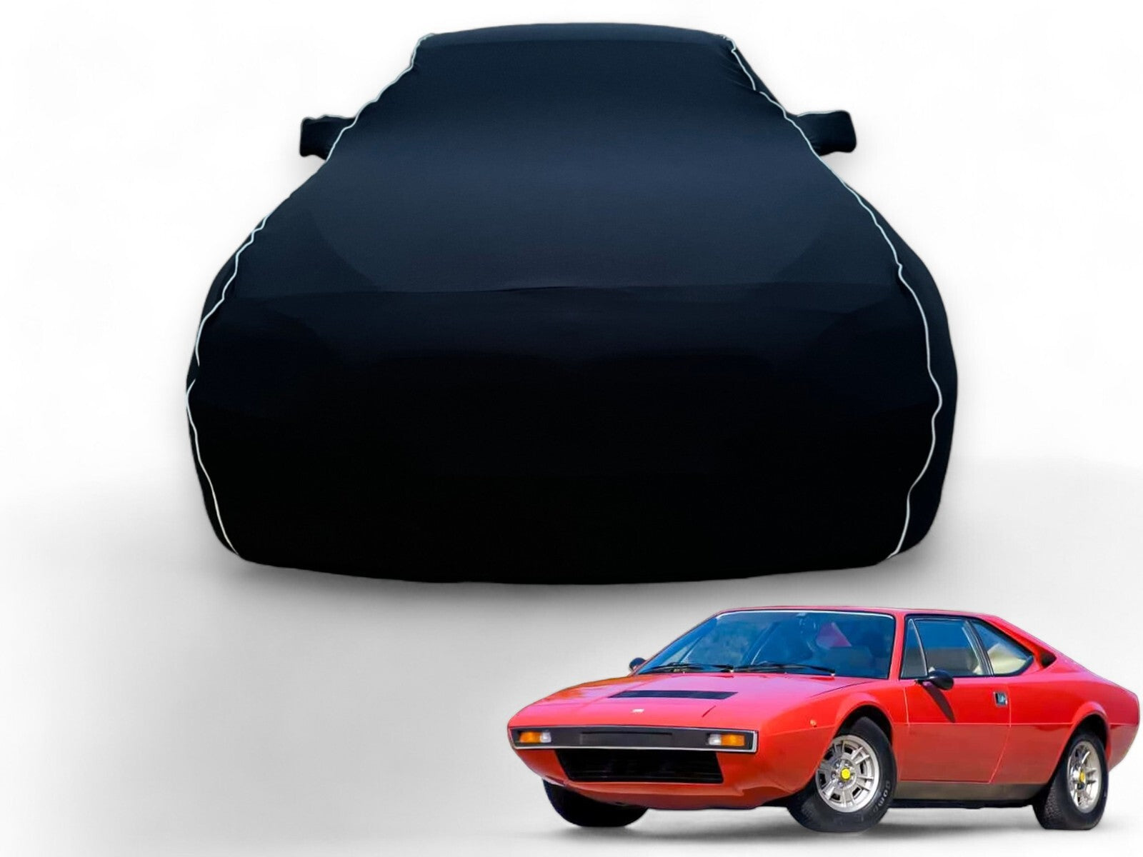 Ganzgarage Indoor Stretch Cover Carcover für Ferrari Dino 208 GT Schwarz.