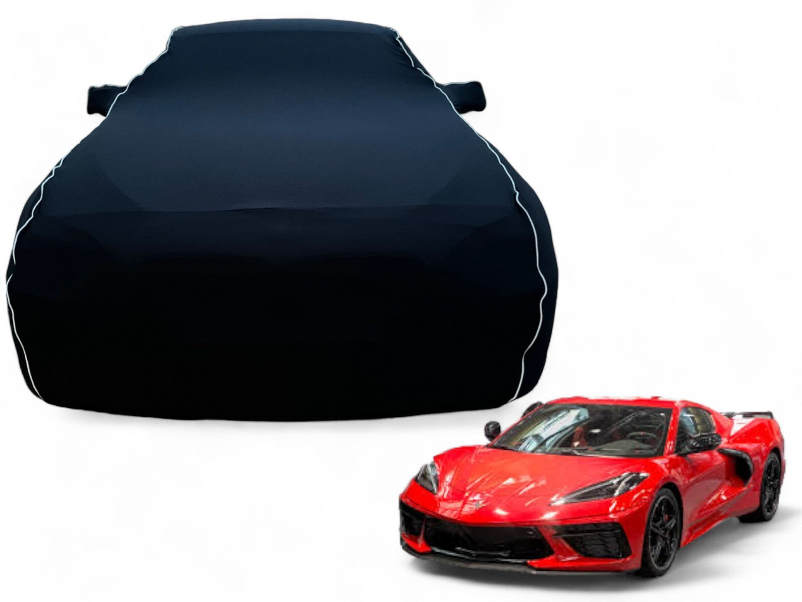 Ganzgarage Indoor Stretch Cover Carcover für Corvette C8 Schwarz