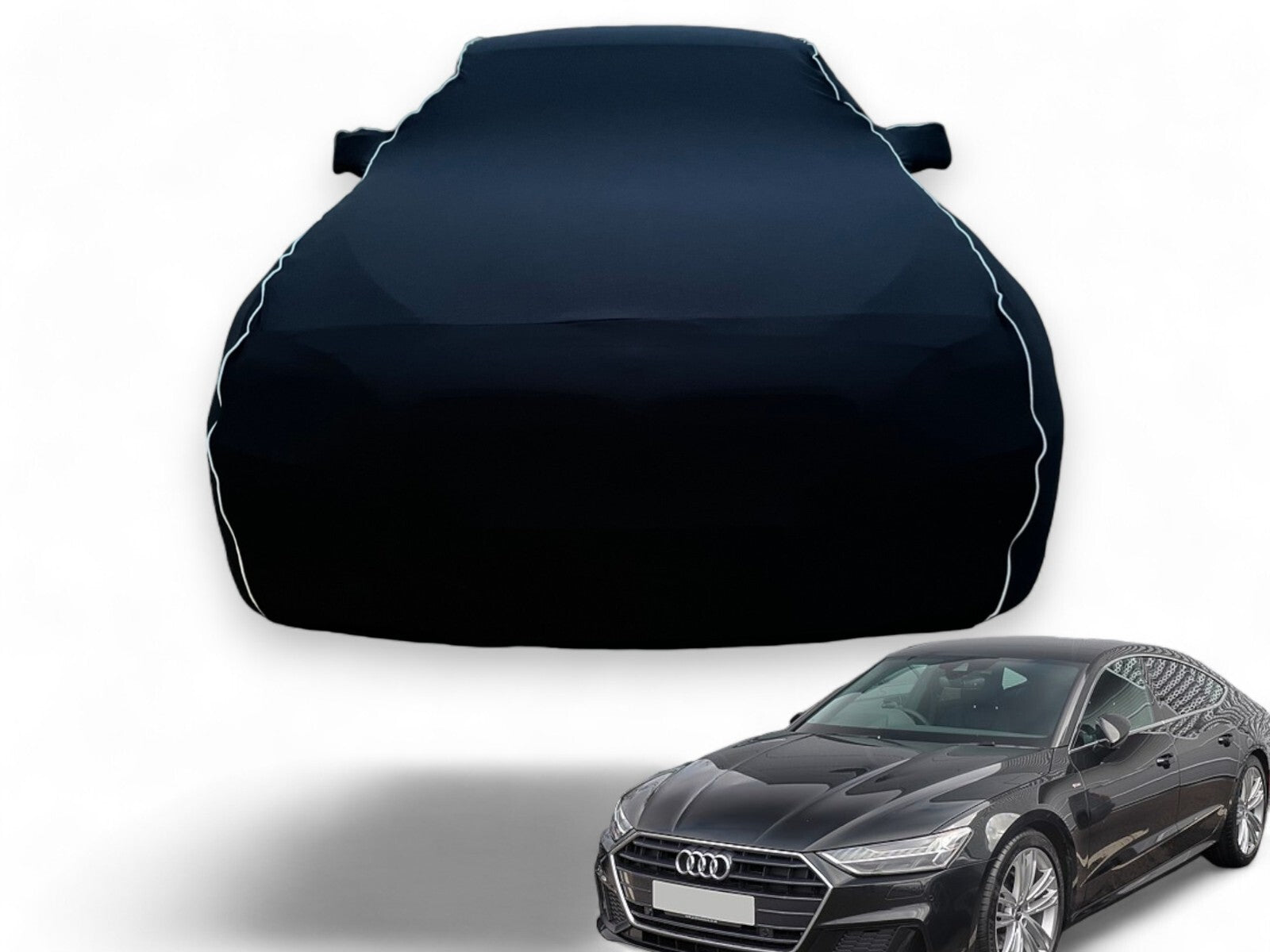 Ganzgarage Indoor Stretch Cover Carcover für Audi A7 Schwarz Schwarz