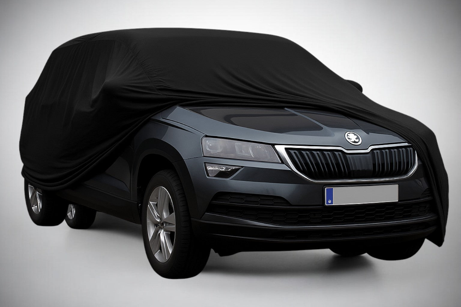 Ganzgarage Indoor Stretch Cover Carcover für Skoda Karoq Schwarz