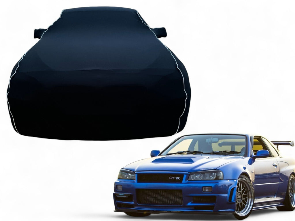 Ganzgarage Indoor Stretch Cover Carcover für Nissan Skyline R34 Schwarz