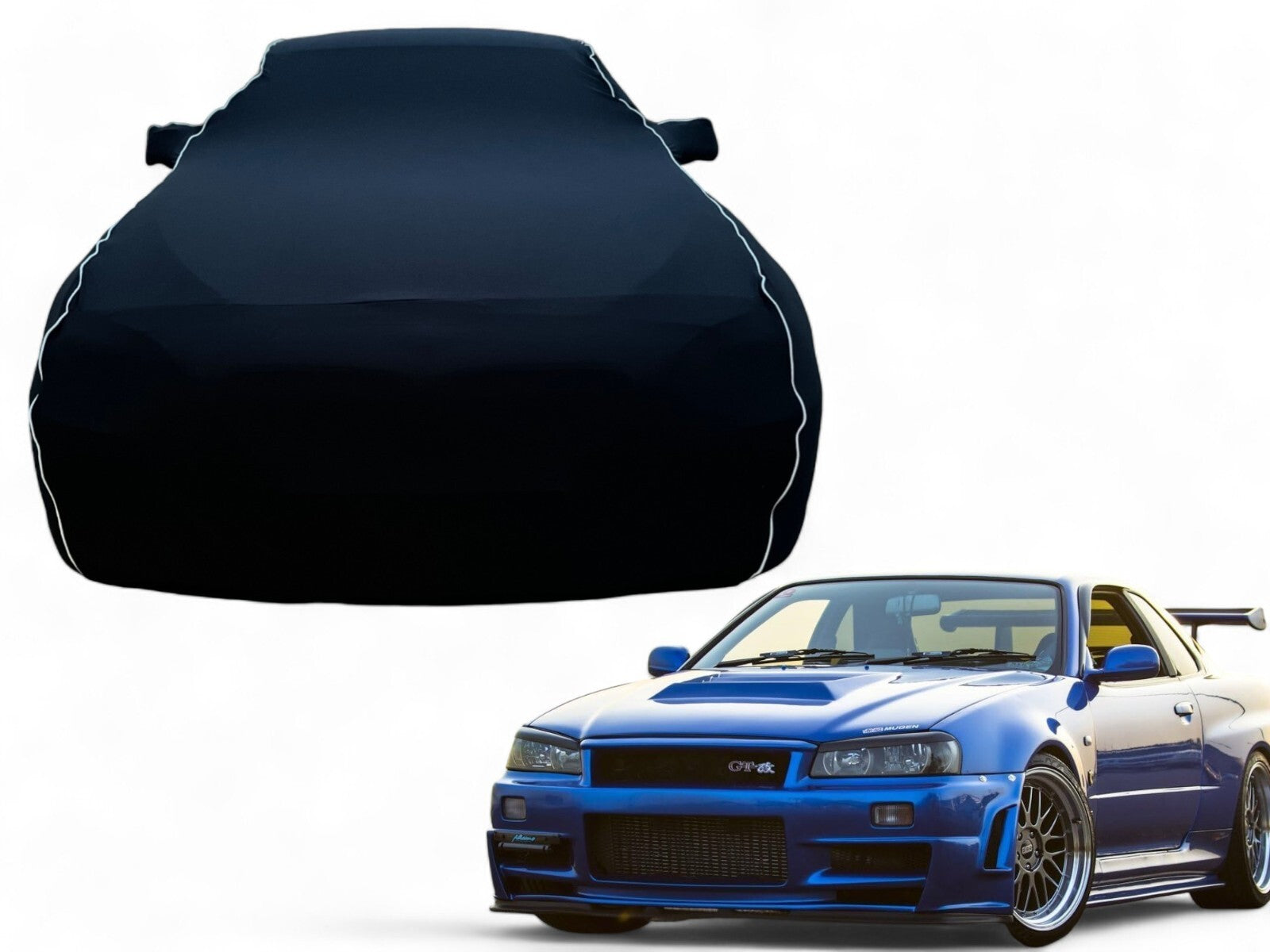 Ganzgarage Indoor Stretch Cover Carcover für Nissan Skyline R34 Schwarz