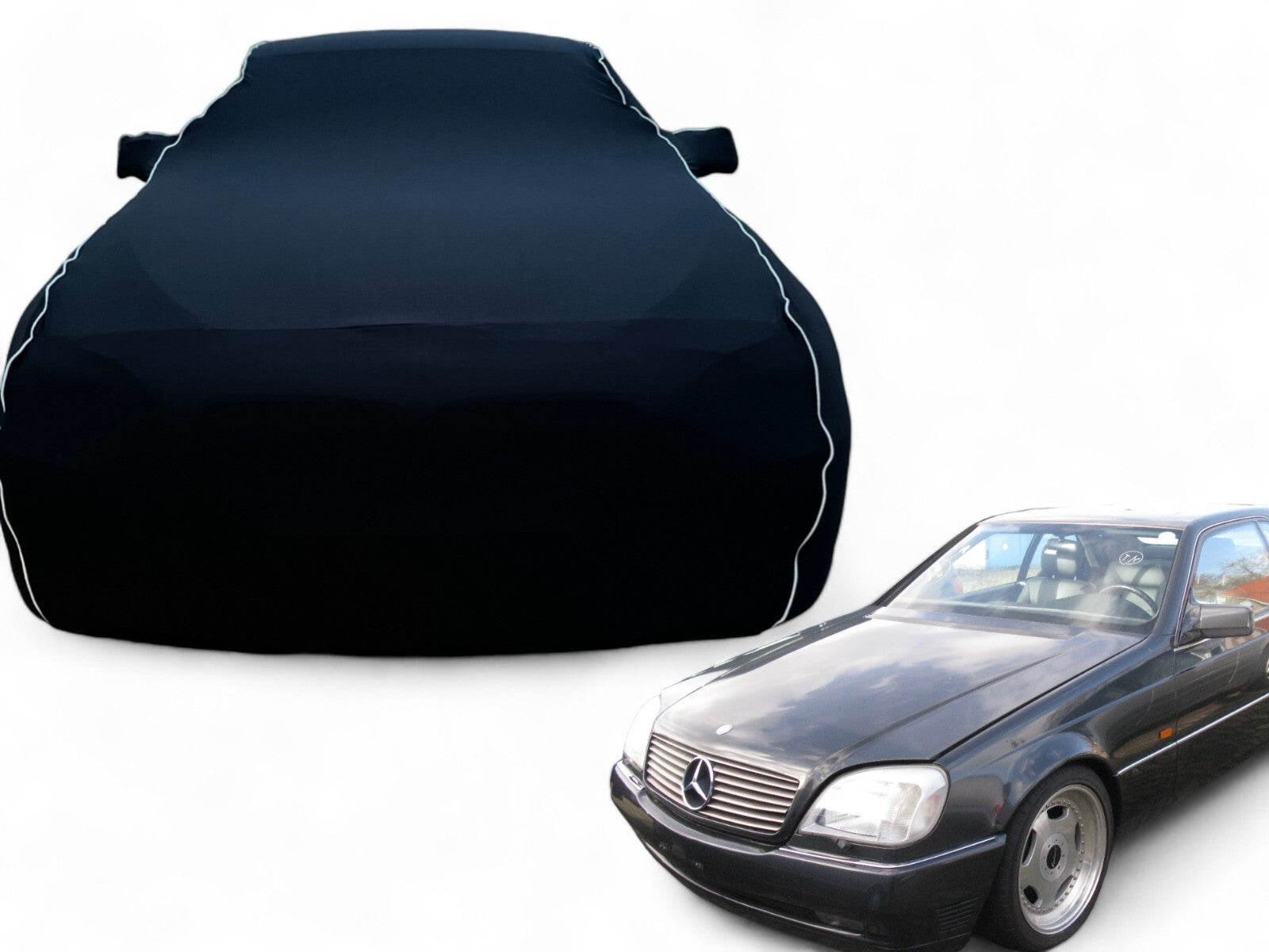 Ganzgarage Indoor Stretch Cover Carcover für Mercedes C140 Sec Schwarz