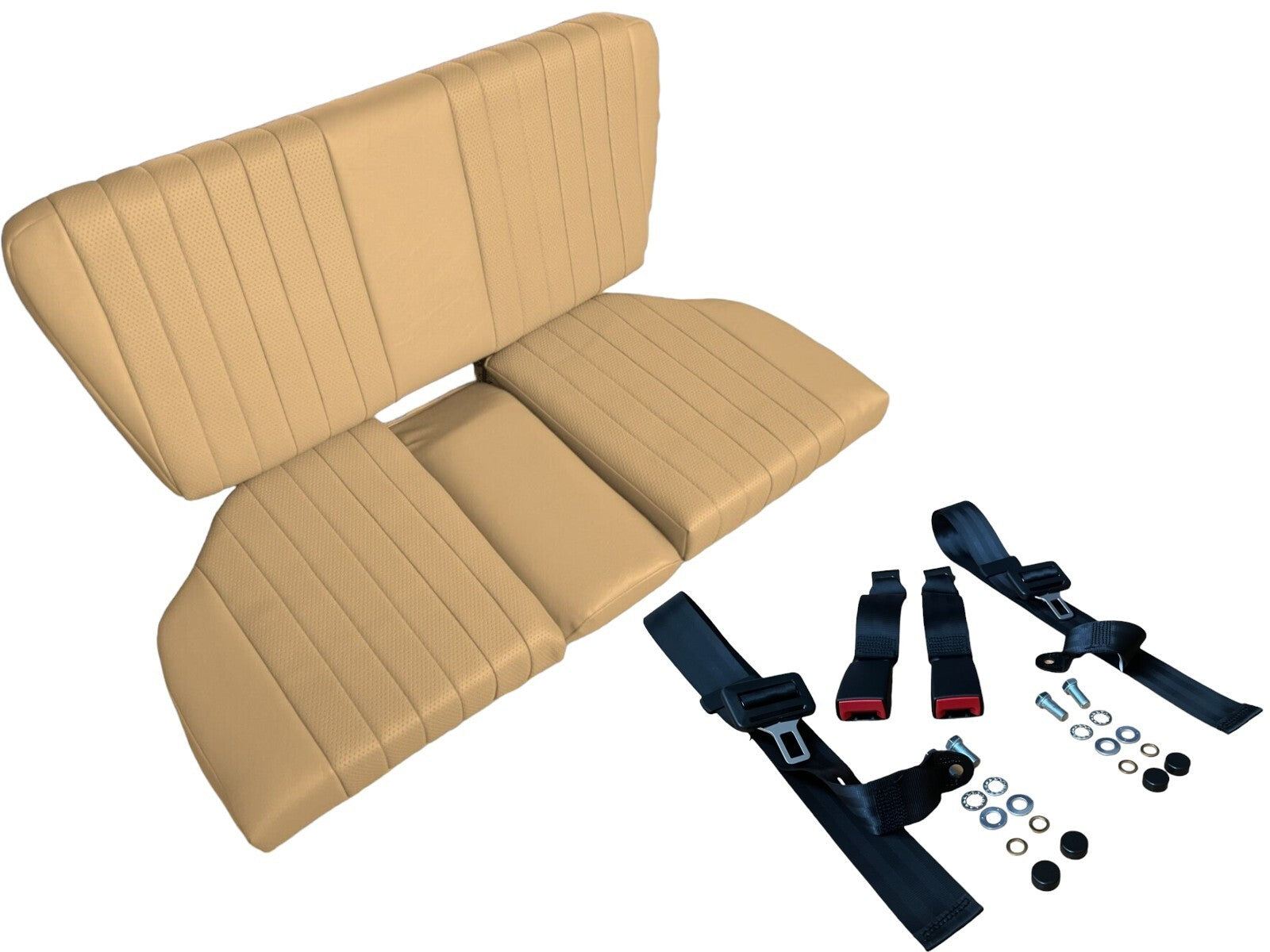Rückbank Notsitz Kindersitz + Sicherheitsgurte für Mercedes Benz SL R107 beige