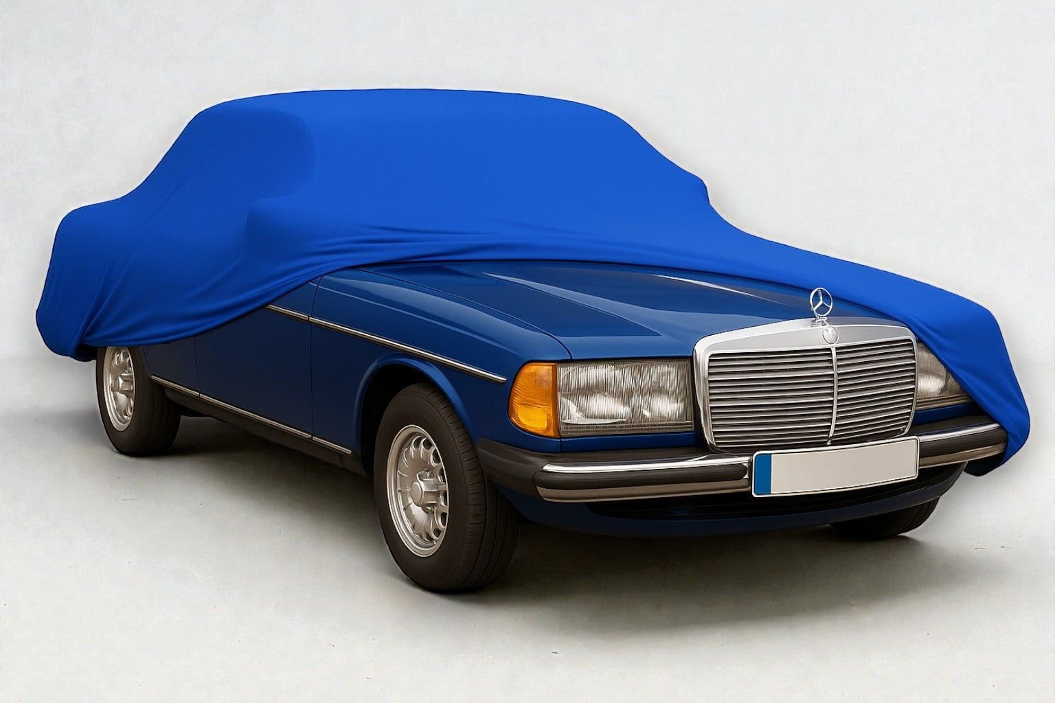Ganzgarage Indoor Stretch Cover Carcover für Mercedes W123 Limousine/Coupe Blau