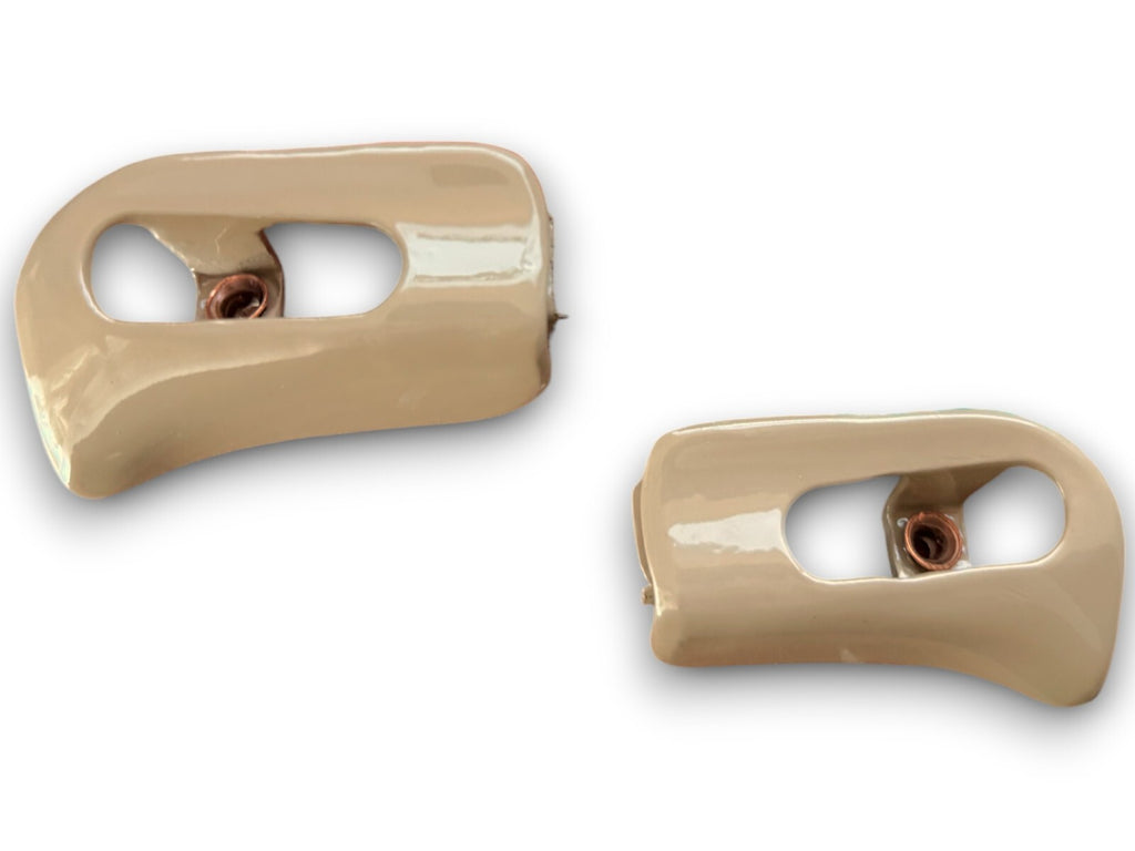 Kappen Abdeckungen Sonnenblende Paar  für Mercedes SL R129 A124 Metall Beige