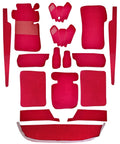 Teppichsatz Teppich für Mercedes W110 kleine Heckflosse Gummi Absatzschoner Rot.