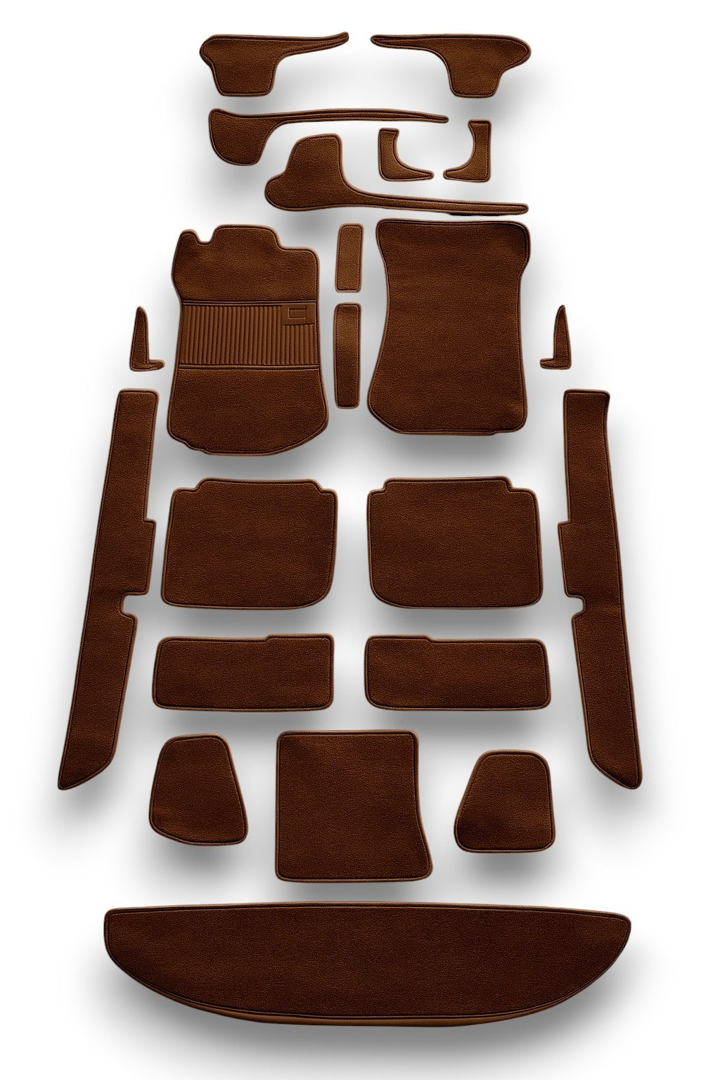 Teppichsatz Teppich für Mercedes W114 W115 Coupe Gummi Absatzschoner Braun