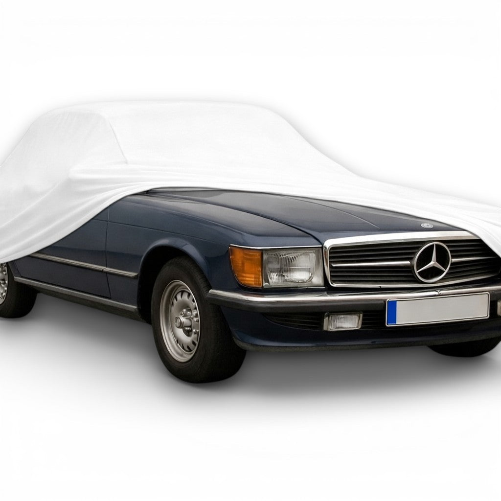 Ganzgarage Indoor Stretch Cover Carcover für Mercedes Benz R107 W107 SL107  Weiß