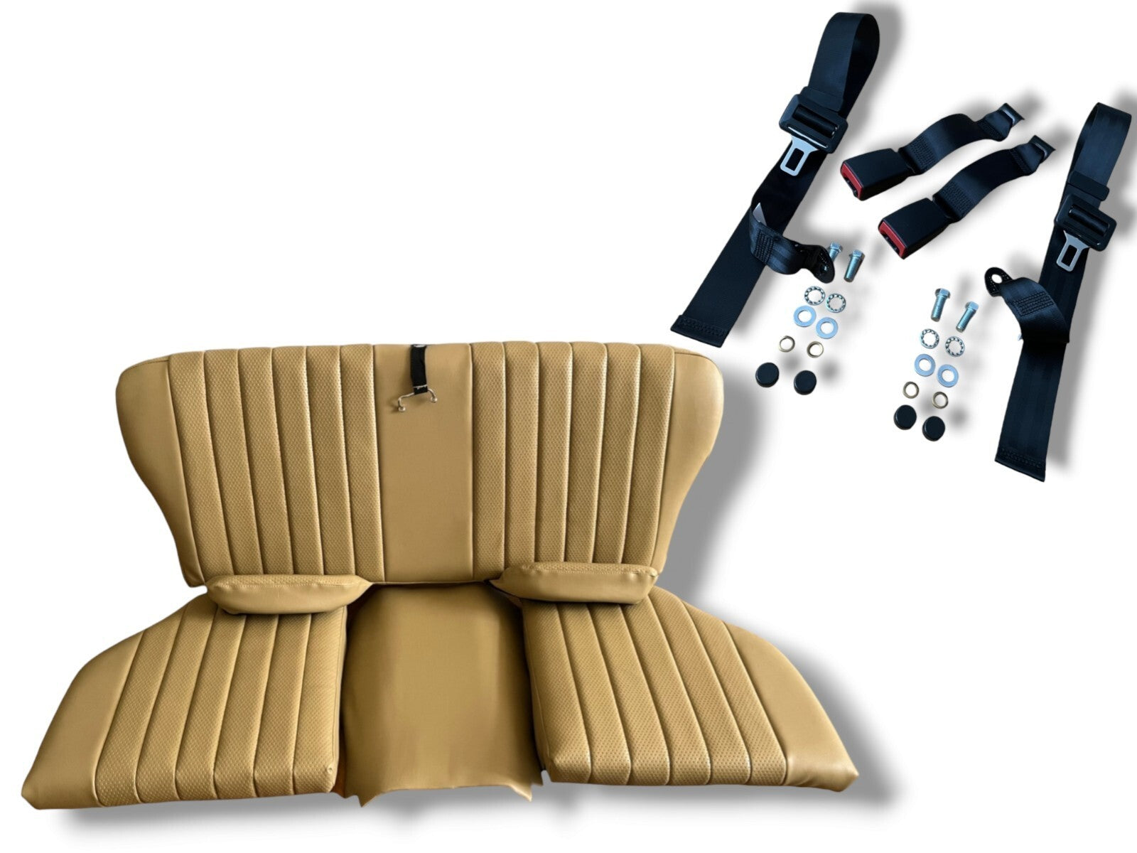 Klappbare Rückbank Notsitz Kindersitz Mercedes SL R107 Beige Gurte