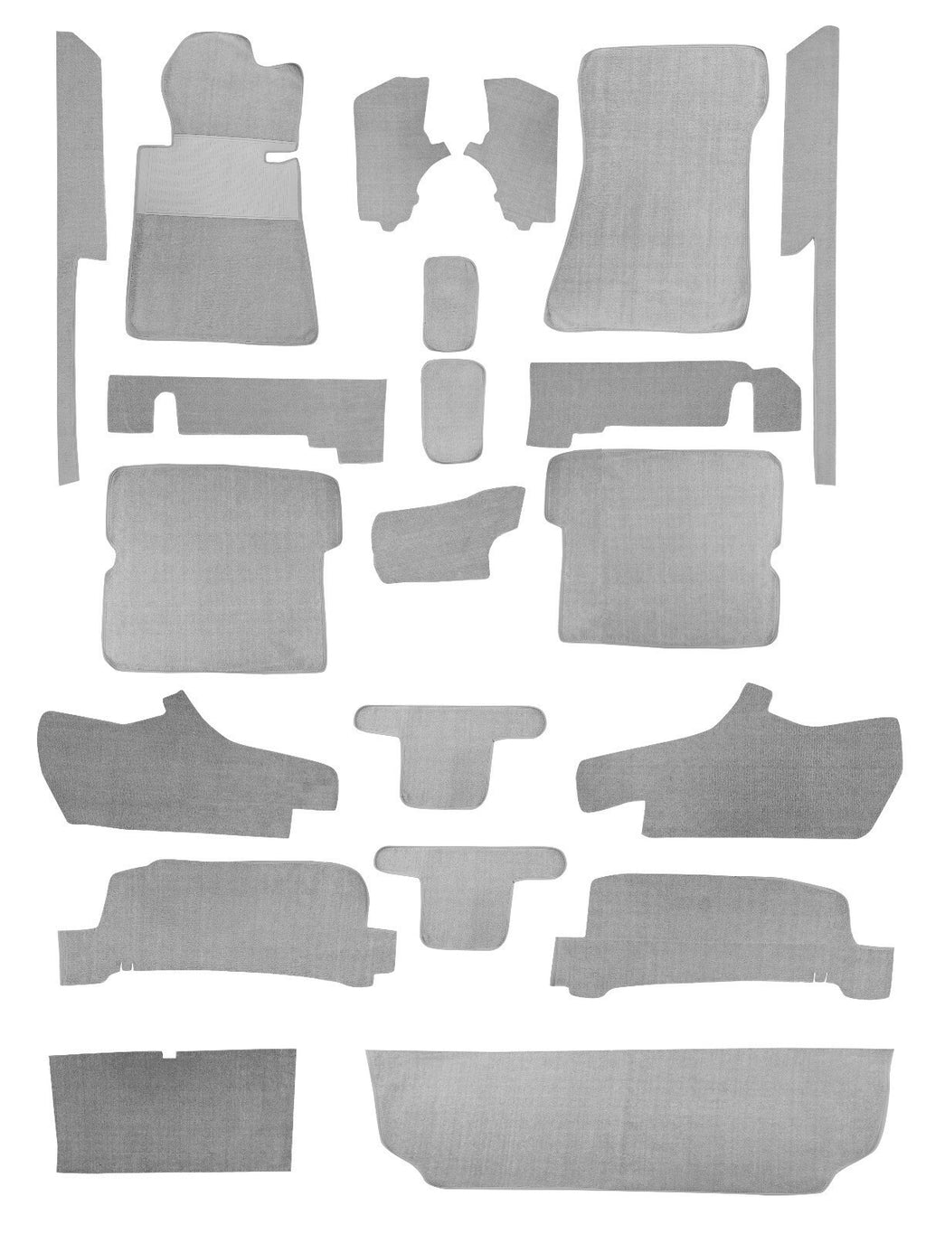 Teppichsatz Teppich für Mercedes SL107 R107/W107 Gummi Absatzschoner Grau