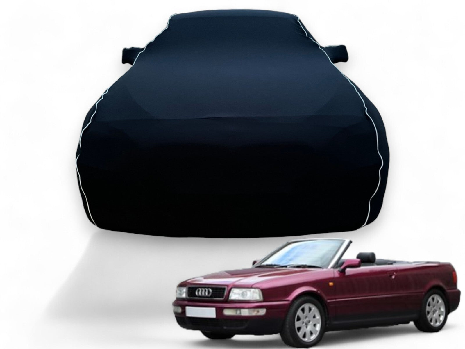 Ganzgarage Indoor Stretch Cover Carcover für Audi 80 Cabrio Schwarz.