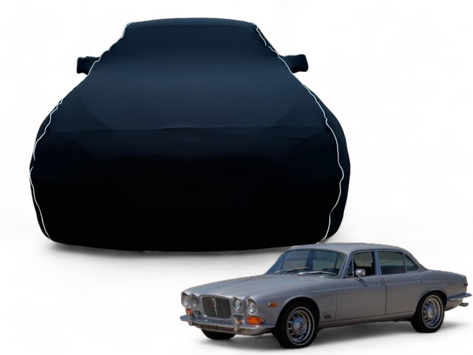 Ganzgarage Indoor Stretch Car Cover Schwarz für Jaguar XJ12 Serie 1 kurz