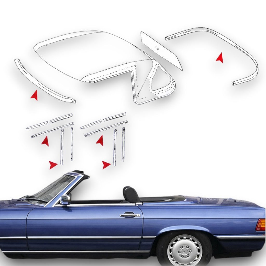 Dichtung Dichtsatz Softtop Verdeck für Mercedes SL R107 W107 Satz Dichtungen