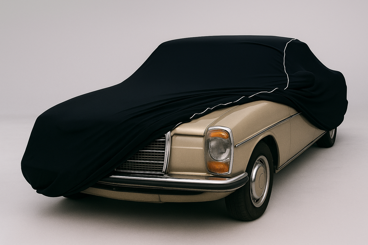 Ganzgarage Indoor Stretch Cover Carcover für Mercedes Benz  W114 Schwarz.