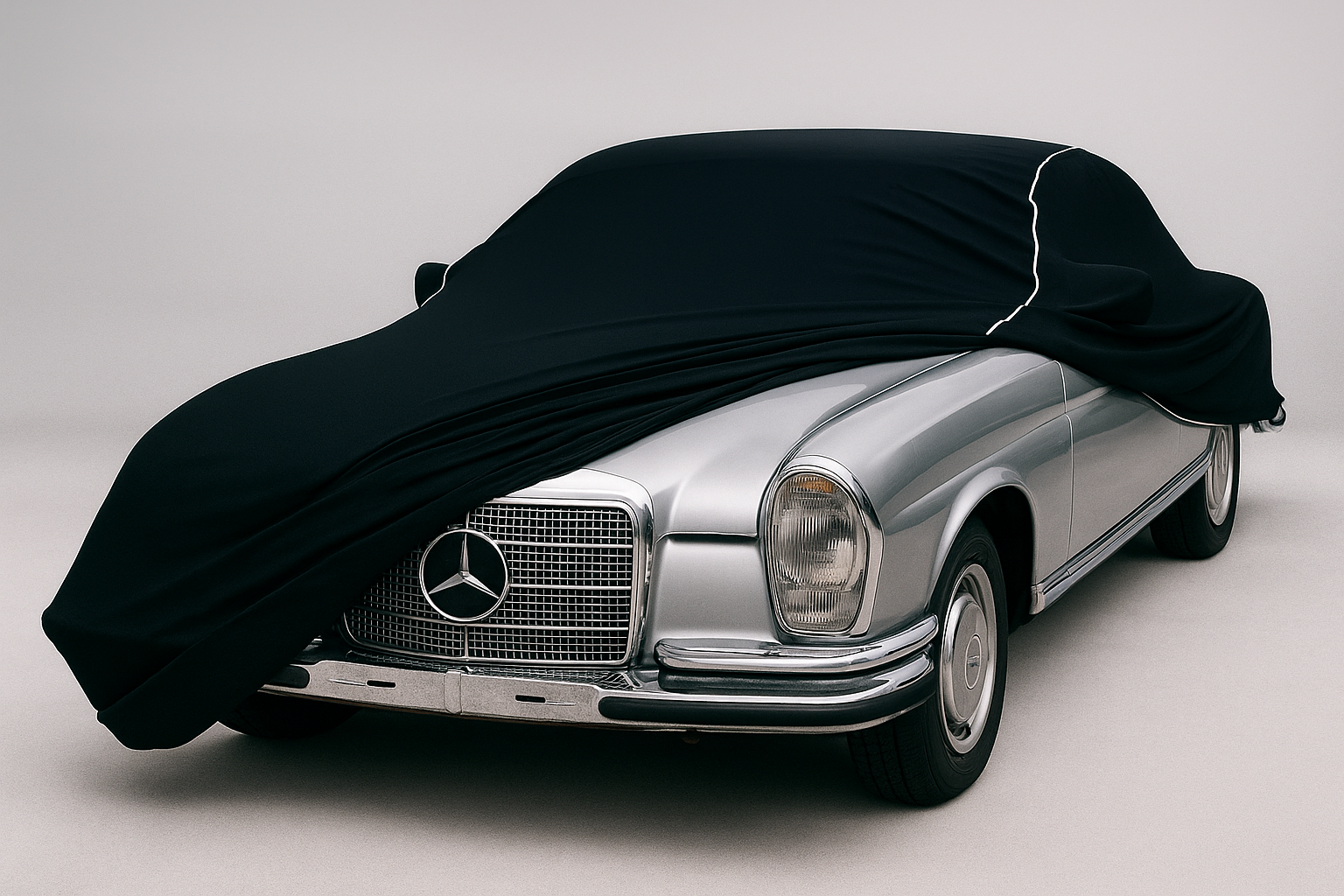 Ganzgarage Indoor Stretch Cover Carcover für Mercedes W111 Heckflosse Schwarz