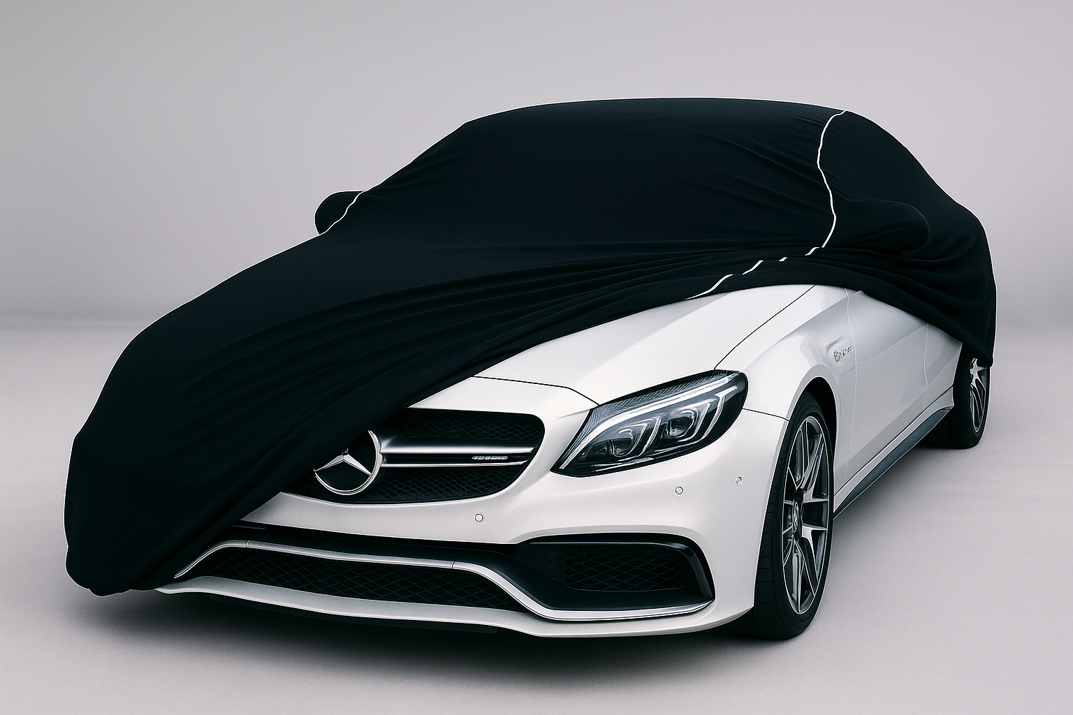 Ganzgarage Indoor Stretch Cover Carcover für Mercedes C63 AMG Schwarz