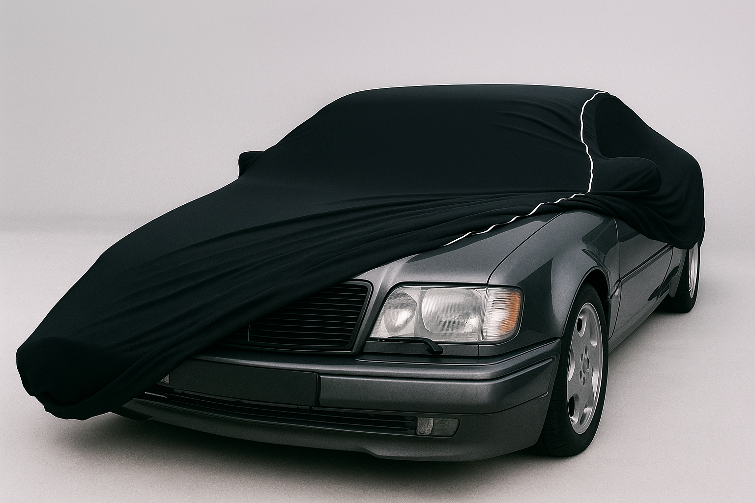 Ganzgarage Indoor Stretch Cover Carcover für Mercedes W124 Schwarz