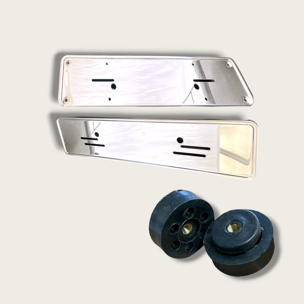 Kennzeichenblende Kennzeichenhalter Chrom Set für Mercedes R107 W123 W114 W115