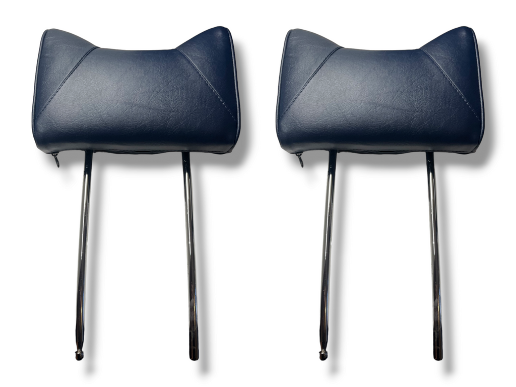 Kopfstützen Hasenohr für Mercedes SL R107 W123 W114 W115 W126 etc Blau vorne