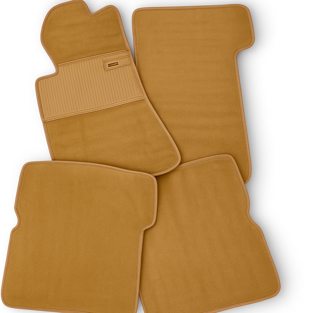 Teppichsatz Teppich für Mercedes SL107 R107/W107 Gummi Absatzschoner Dattel