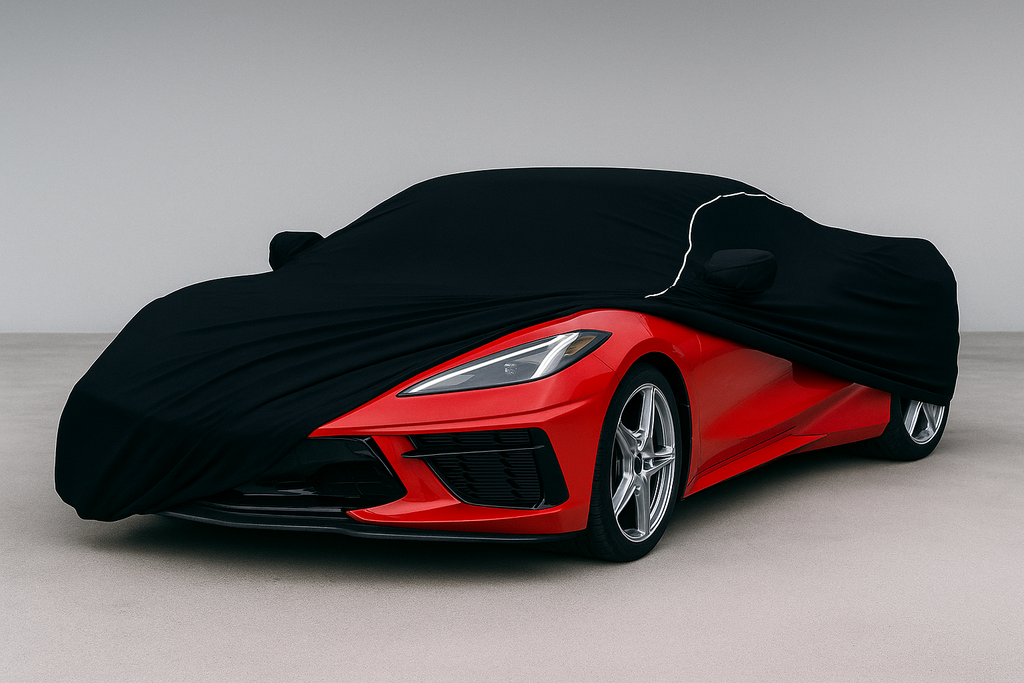 Ganzgarage Indoor Stretch Cover Carcover für Corvette C8 Schwarz