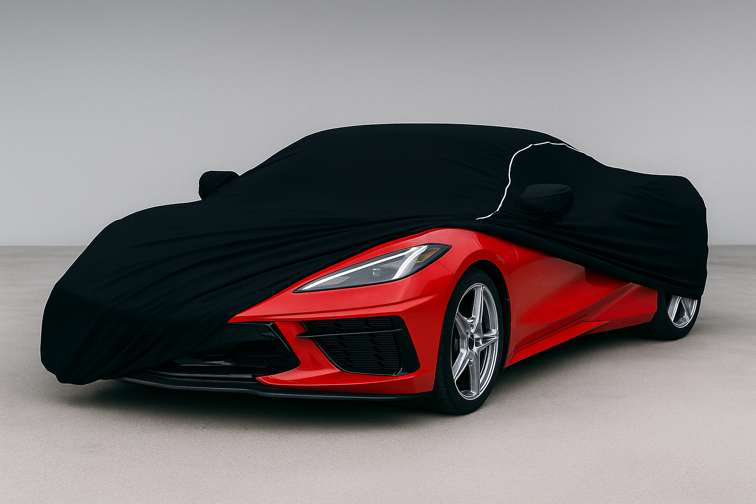 Ganzgarage Indoor Stretch Cover Carcover für Corvette C8 Schwarz