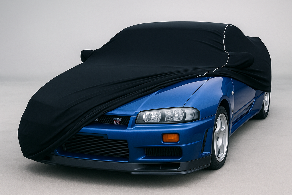 Ganzgarage Indoor Stretch Cover Carcover für Nissan Skyline R34 Schwarz