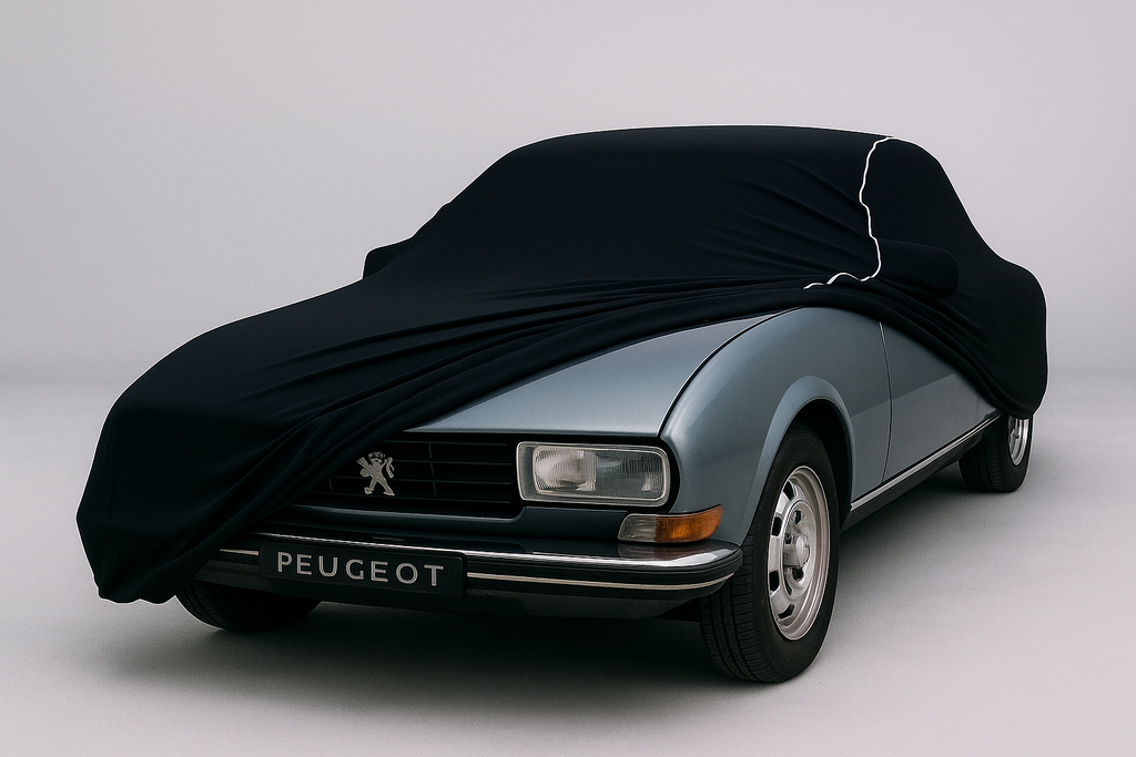 Ganzgarage Indoor Stretch Cover Carcover für Peugeot 504 Coupe & Cabrio Schwarz.