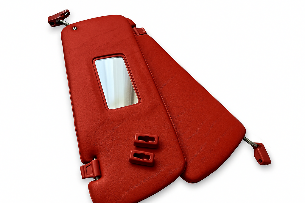 Sonnenblenden Sunvisor Paar mit Stangen + Clips für Mercedes SL R107 Rot.