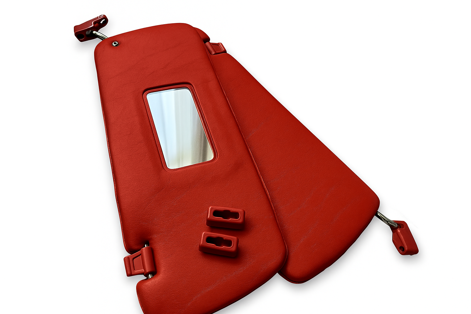 Sonnenblenden Sunvisor Paar mit Stangen + Clips für Mercedes SL R107 Rot.