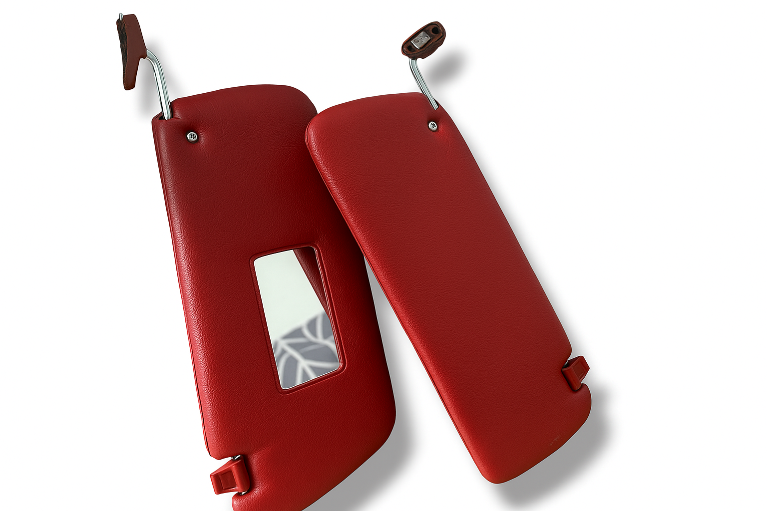 Sonnenblenden Sunvisor Paar mit Stangen + Clips für Mercedes SL R107 Rot.