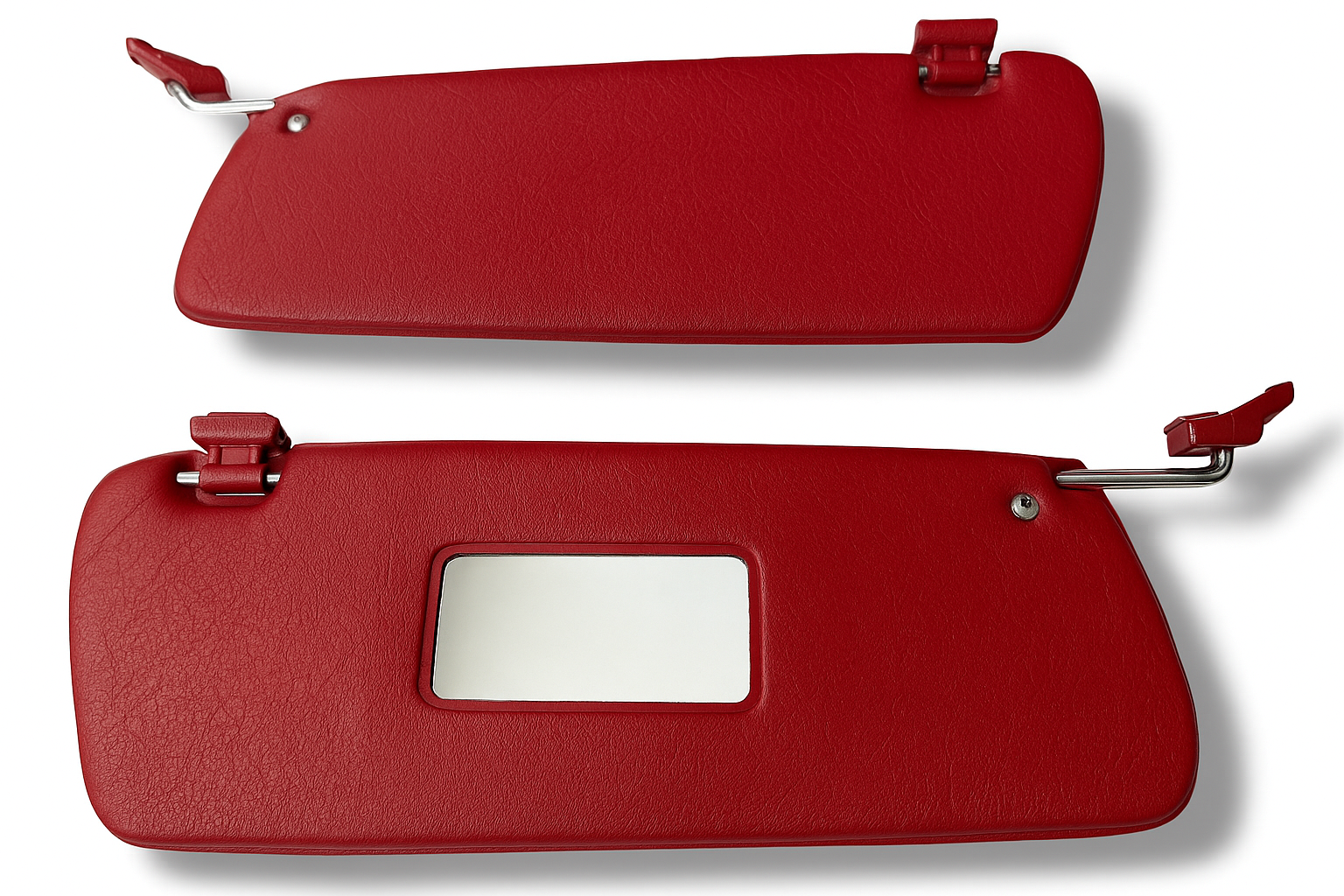 Sonnenblenden Sunvisor Paar mit Stangen + Clips für Mercedes SL R107 Rot.