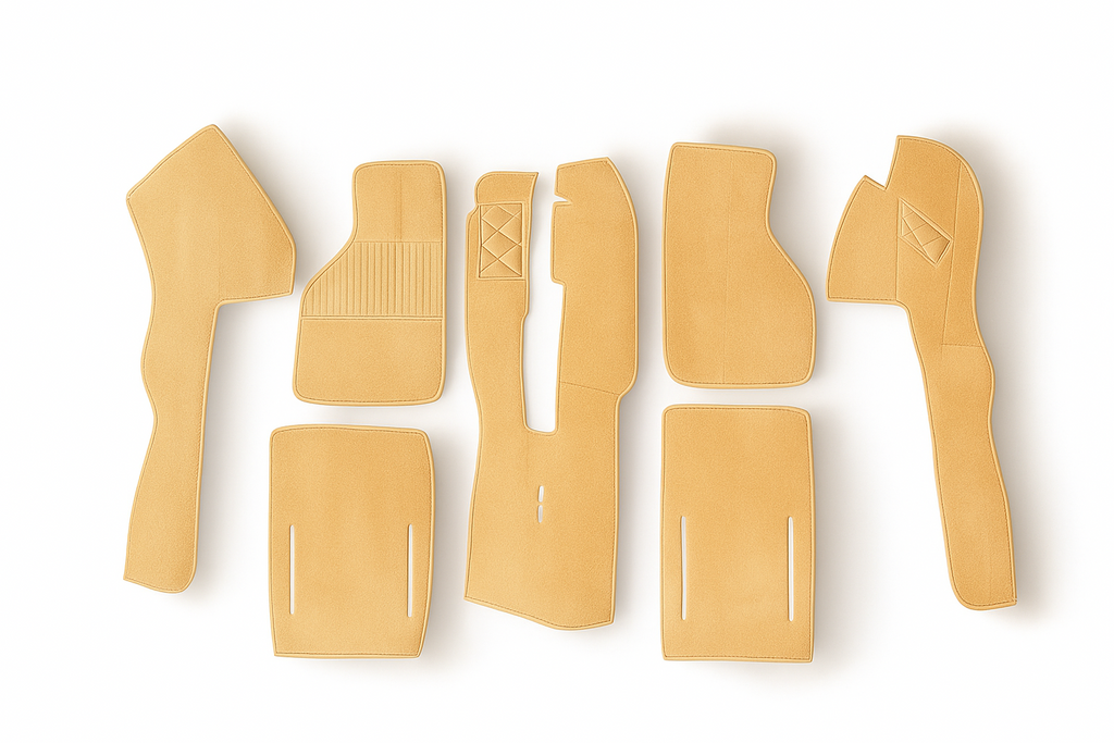 Teppichsatz passend für Fiat X 1/9 Baujahr 1972-1989 Gummi Absatzschoner Beige