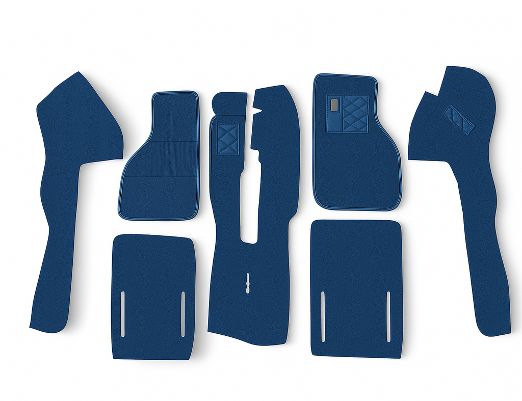 Teppichsatz passend für Fiat X 1/9 Baujahr 1972-1989 Gummi Absatzschoner Blau